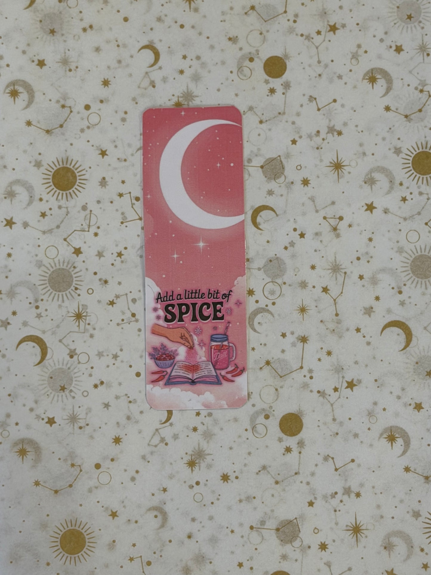 Sugar Moon Collection Add A Little Spice Bookmark | Book Lover Gift | Fantasy Reader Bookmark | Laminated Bookmark | Booktok Gif