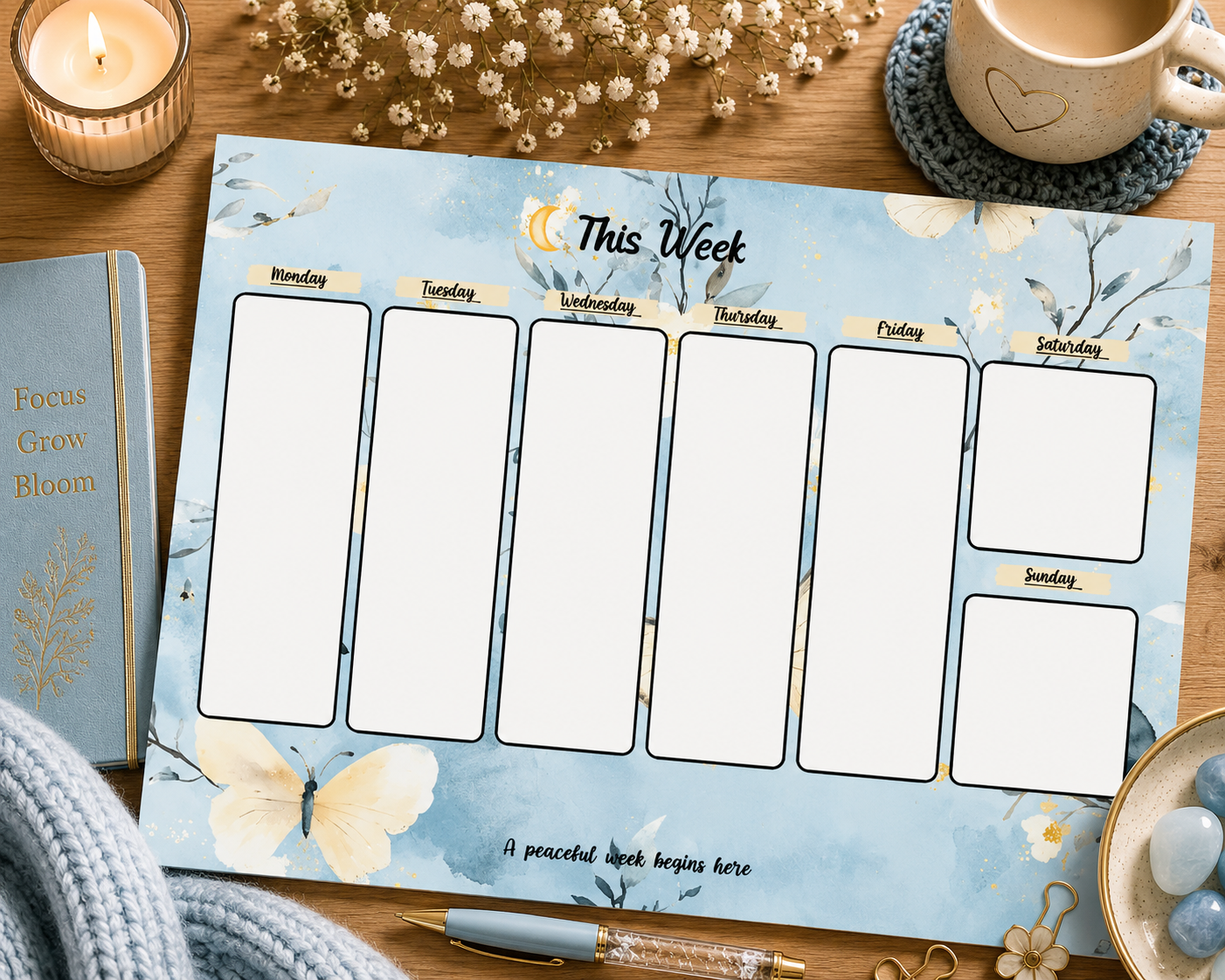 Bluebell Dreams Weekly Planner Tear-Away Pad | Full Extended Layout | 52 Sheets | Desk Planner | Gift for Her (Copy)
