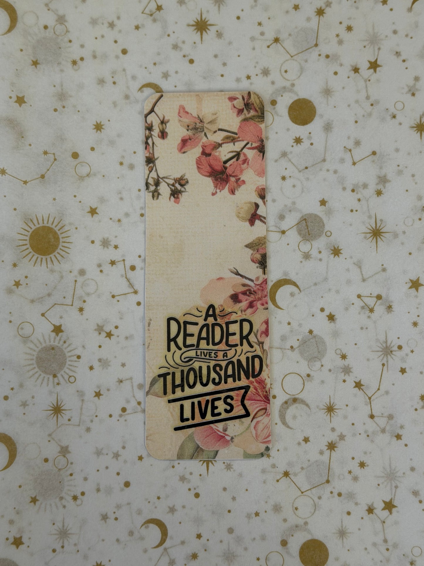 Soft Petal Collection A Reader Lives A Thousand Lives Bookmark | Reader Gift | Floral Bookmark | Book Lover Accessory | Laminated Bookmark