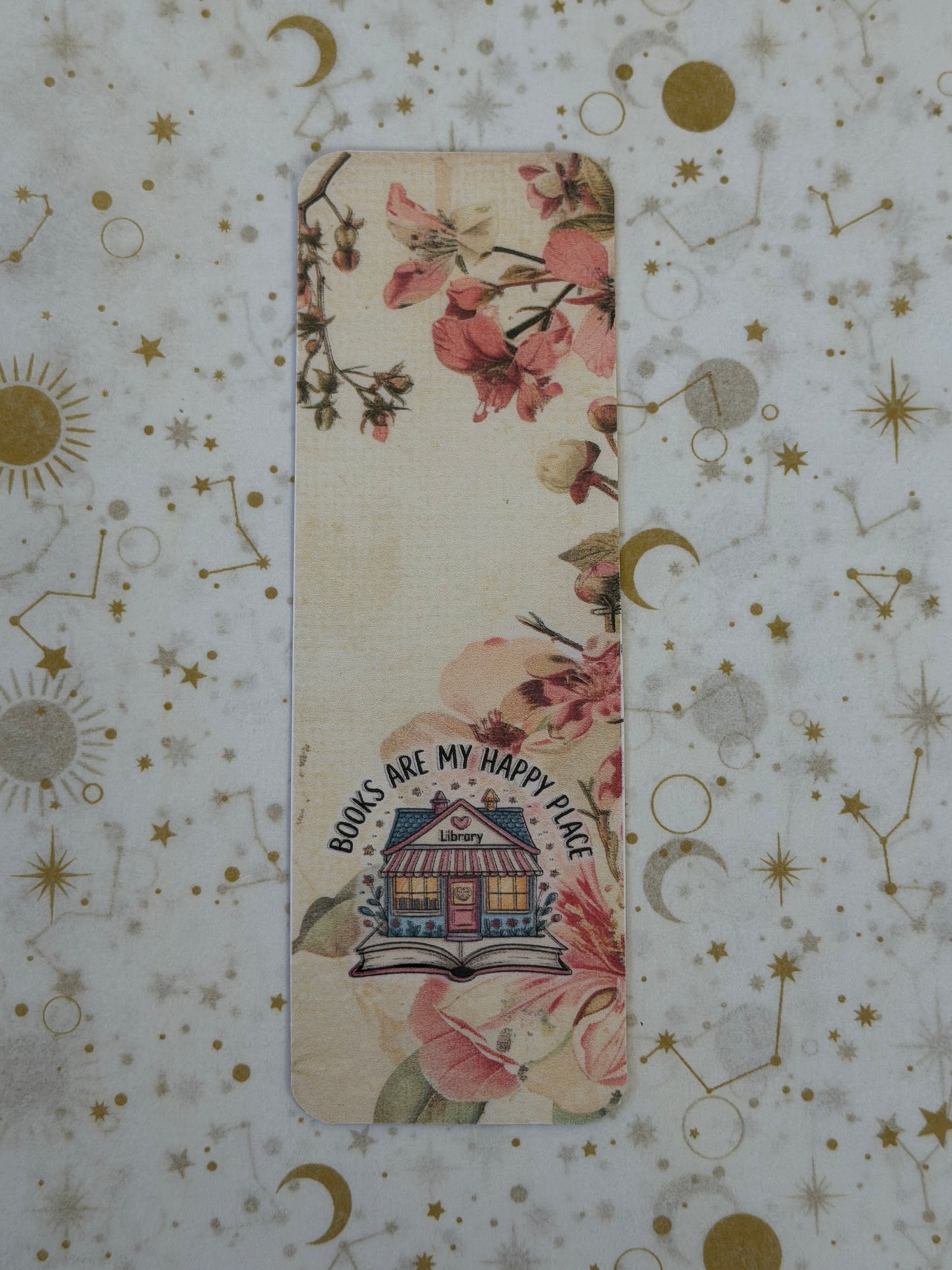 Soft Petal Collection Books Are My Happy Place Bookmark | Floral Bookmark | Book Lover Gift | Reading Accessory | Laminated Bookmark
