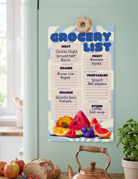 Cute Printable Grocery List | Grocery Shopping Planner | Shopping List Printable PDF | Meal Planner Insert | Instant Download