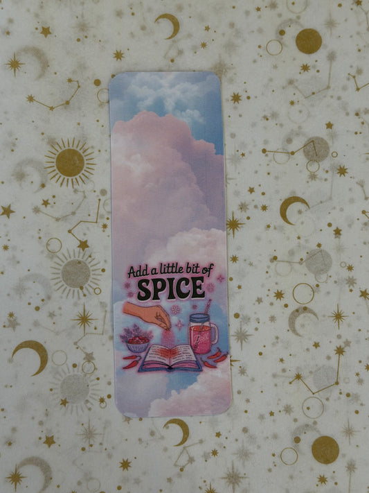 Soft Daydreams Collection Add A Little Spice Bookmark | Cloud Bookmark | Book Lover Gift | Cozy Reader Bookmark | Laminated Bookmark