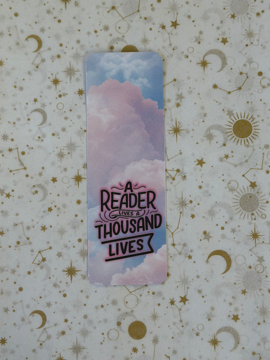 Soft Daydreams Collection A Reader Lives A Thousand Lives Bookmark | Cloud Bookmark | Reader Gift | Book Lover Accessory