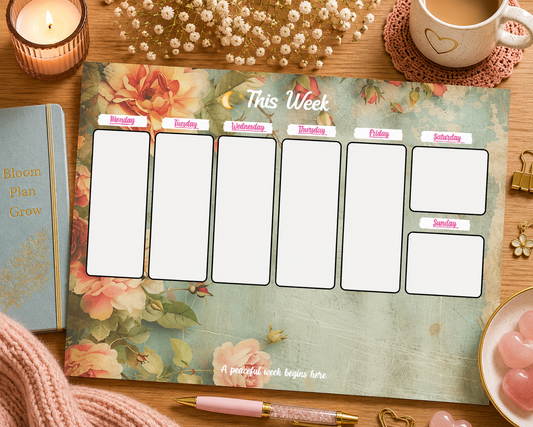 Sage Petals Weekly Planner Tear-Away Pad | Soft Layout | 52 Sheets | Desk Planner | Gift for Her