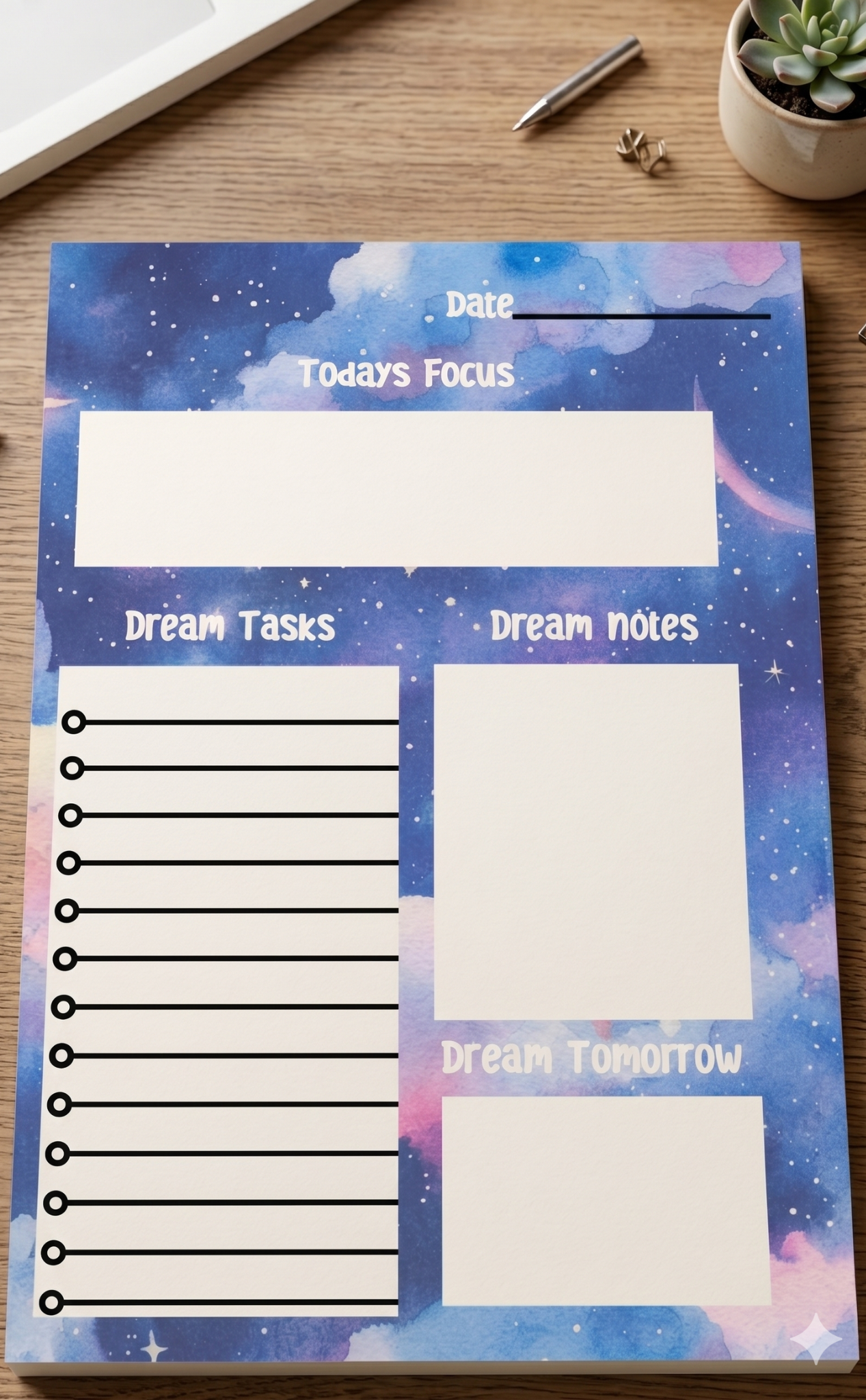 Dreamscape Daily Planner Tear-Away Pad | 5.5x8.5 Desk Planner | To-Do List Notepad | Gift for Her | Tanaya Moon Collective