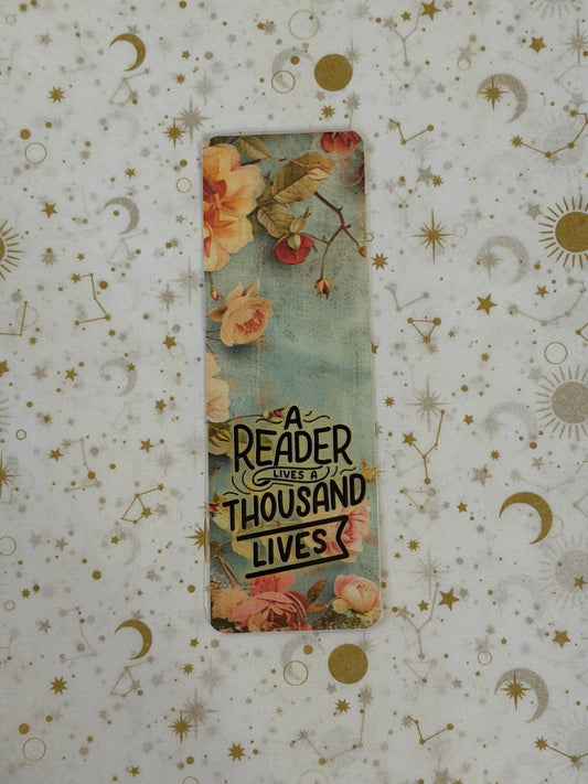 Sage Petals Collection A Reader Lives A Thousand Lives Bookmark | Reader Gift | Book Lover Bookmark | Floral Bookmark | Laminated Bookmark