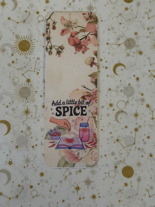 Soft Petal Collection Add A Little Spice Bookmark | Floral Bookmark | Book Lover Gift | Cottagecore Reader Bookmark | Laminated Bookmark