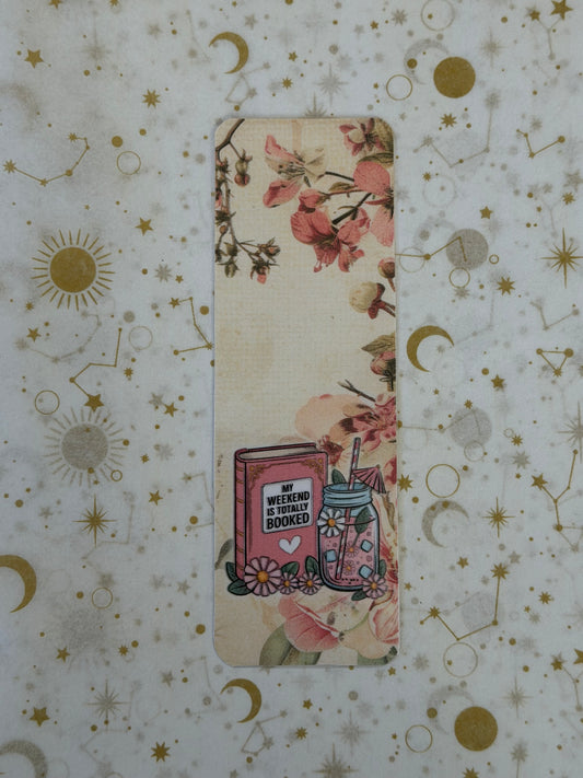 Soft Petal Collection My Weekend Is Totally Booked Bookmark | Funny Reader Gift | Book Lover Bookmark | Cottagecore Reading Accessory