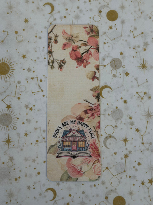 Soft Petal Collection Books Are My Happy Place Bookmark | Floral Bookmark | Book Lover Gift | Reading Accessory | Laminated Bookmark