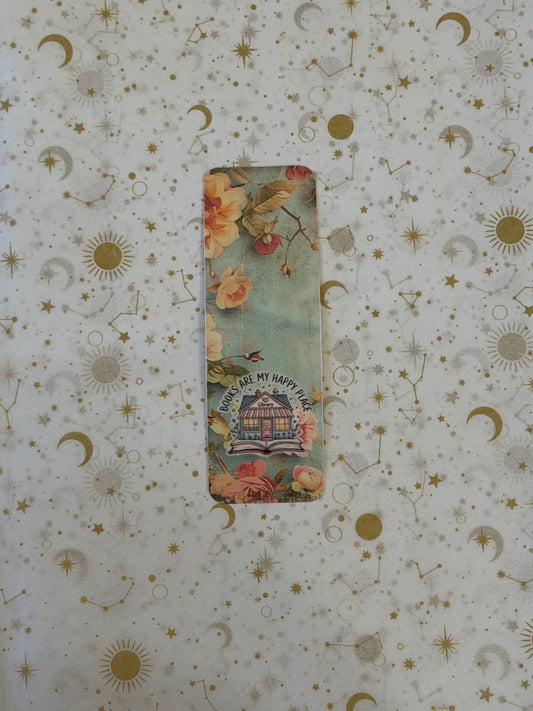 Sage Petals Collection Books Are My Happy Place Bookmark | Book Lover Gift | Floral Bookmark | Reading Accessory | Laminated Bookmark