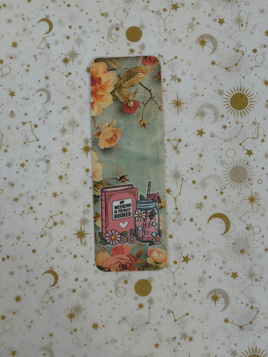 Sage Petals Collection My Weekend Is Totally Booked Bookmark | Funny Reader Gift | Book Lover Bookmark | Cottagecore Reading Accessory