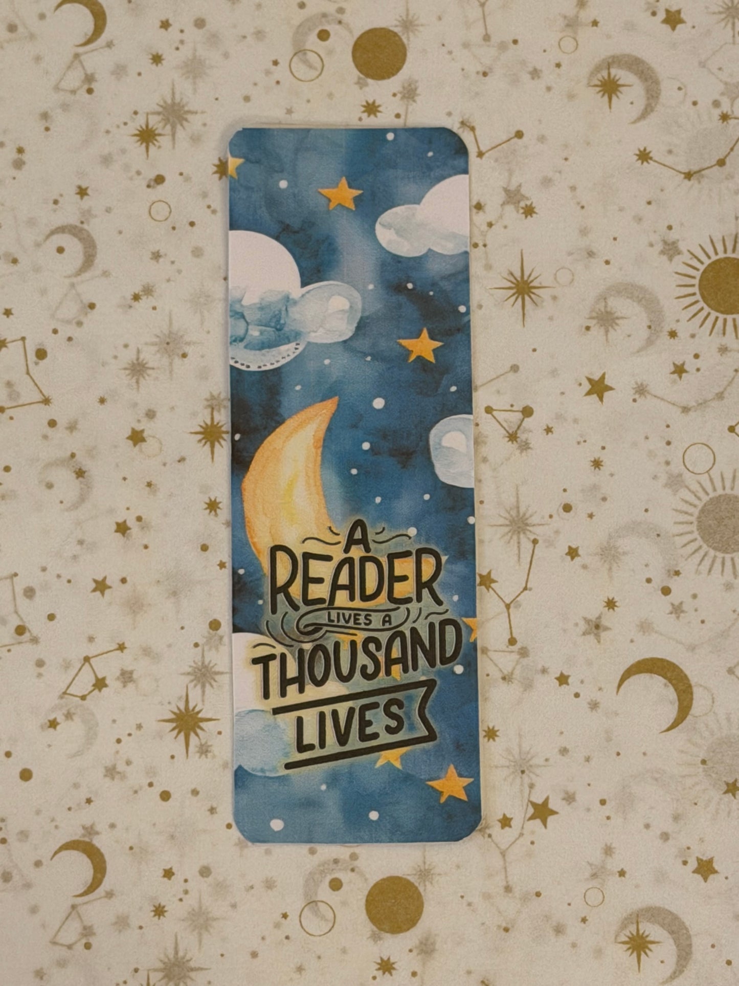 Moonlit Stardust Collection A Reader Lives A Thousand Lives Bookmark | Celestial Reader Gift | Moon Bookmark | Book Lover Accessory