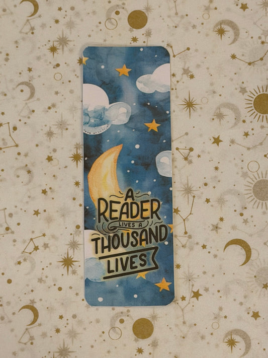 Moonlit Stardust Collection A Reader Lives A Thousand Lives Bookmark | Celestial Reader Gift | Moon Bookmark | Book Lover Accessory