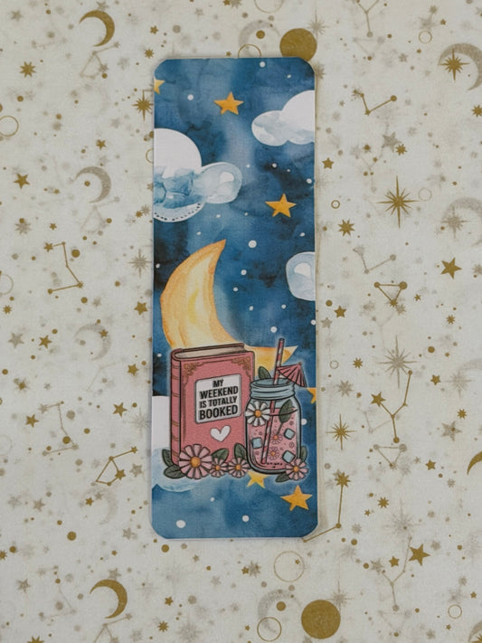 Moonlit Stardust Collection | My Weekend Is Totally Booked Bookmark | Celestial Book Lover Gift
