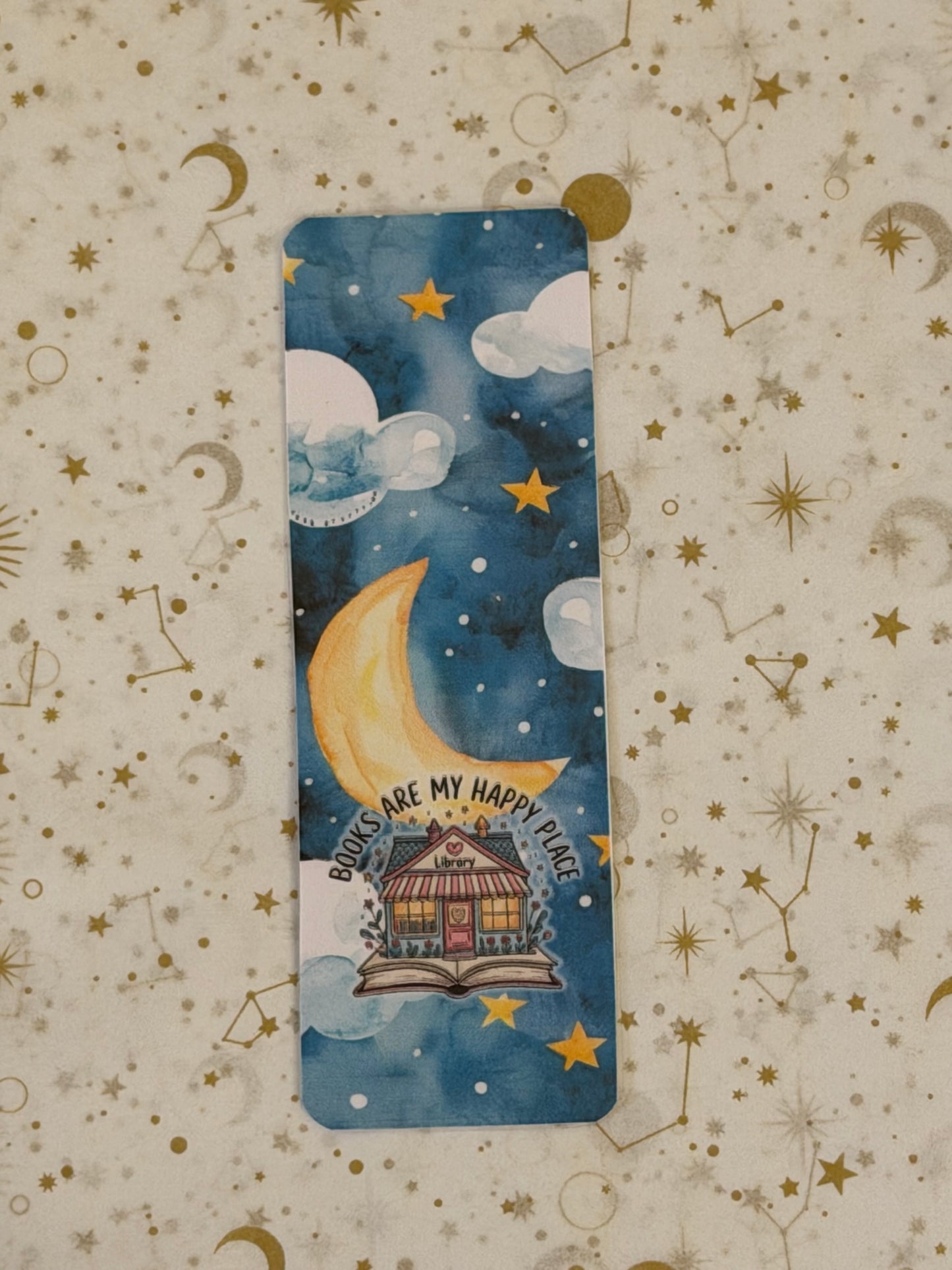 Moonlit Stardust Collection | Books Are My Happy Place Bookmark | Celestial Cozy Reader Gift