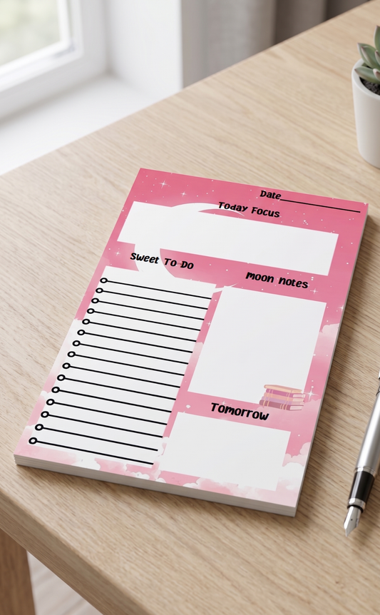 Sugar Moon Daily Planner Tear-Away Pad | 5.5x8.5 Desk Planner | To-Do List Notepad | Gift for Her | Tanaya Moon Collective